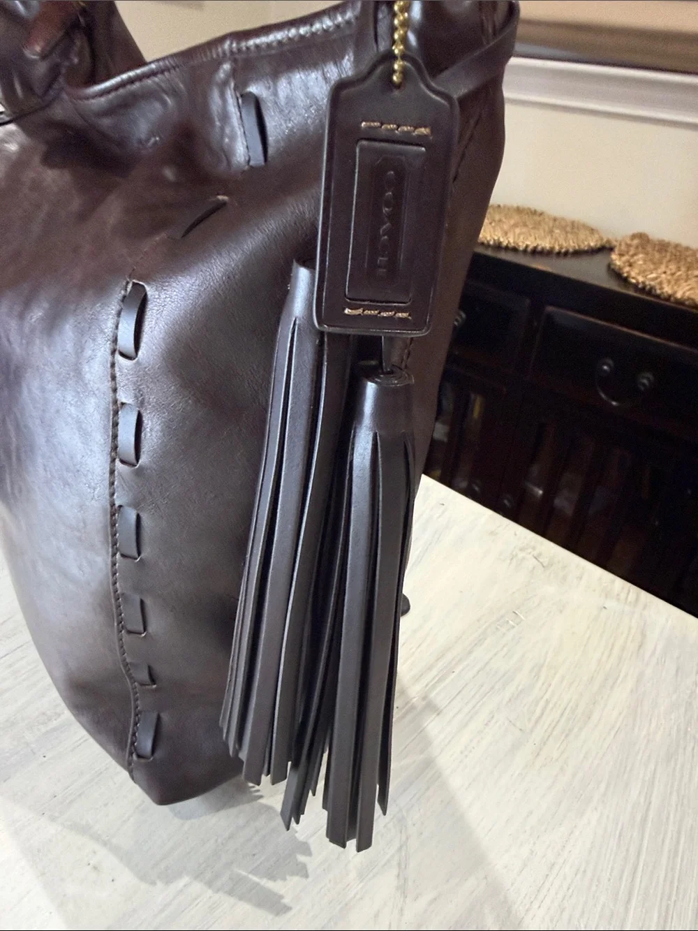 RARE Y2K Chocolate Brown Pinnacle Legacy Bohemian Large Duffle-EUC